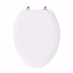 Picture of White Deluxe Molded Wood Toilet Seat, Closed Front with Cover, Chrome Hinges, Elongated