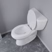 Picture of White Deluxe Molded Wood Toilet Seat, Closed Front with Cover, Chrome Hinges, Elongated