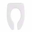 Picture of White Heavy Duty Plastic Toilet Seat, Open Front less Cover, Check Hinges, Elongated