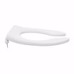 Picture of White Heavy Duty Plastic Toilet Seat, Open Front less Cover, Check Hinges, Elongated