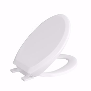 Picture of White Premium Plastic Toilet Seat, Closed Front with Cover, Elongated