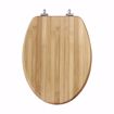 Picture of Rattan Designer Wood Toilet Seat, Closed Front with Cover, Brushed Nickel Hinges, Elongated